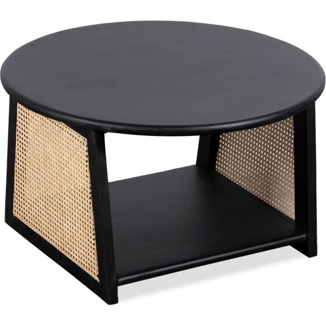 Lewis & Loft Salontafel Lene - Rond - Rotan - FSC-gecertificeerd mangohout - Zwart