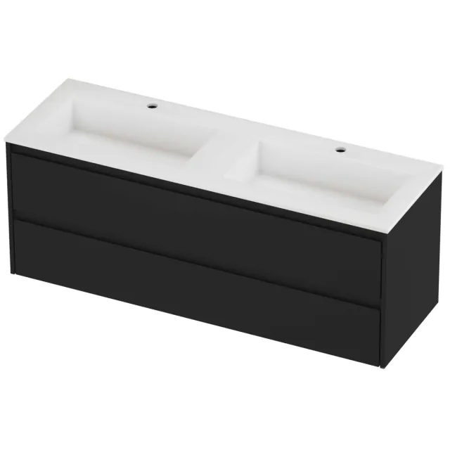 Proline Aristo Badmeubelset Polystone Elegant Dubbel 140x46x54 cm Mat White Mat Zwart