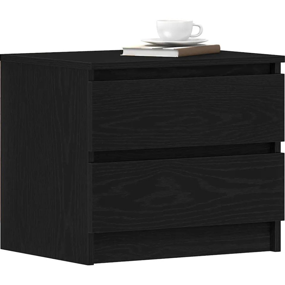 vidaXL Nachtkastje 2 st Zwart Eiken 50 x 40 x 43,5 cm Bewerkt hout