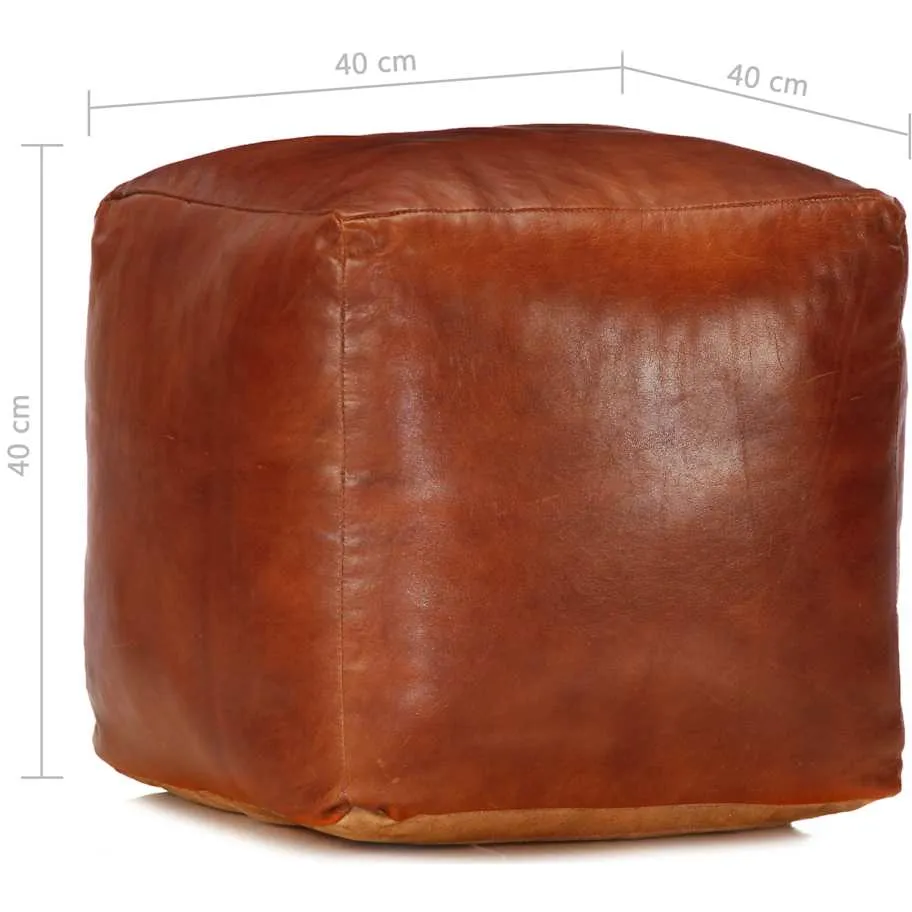 vidaXL Poef 40x40x40 cm echt geitenleer tan bruin, foto 3