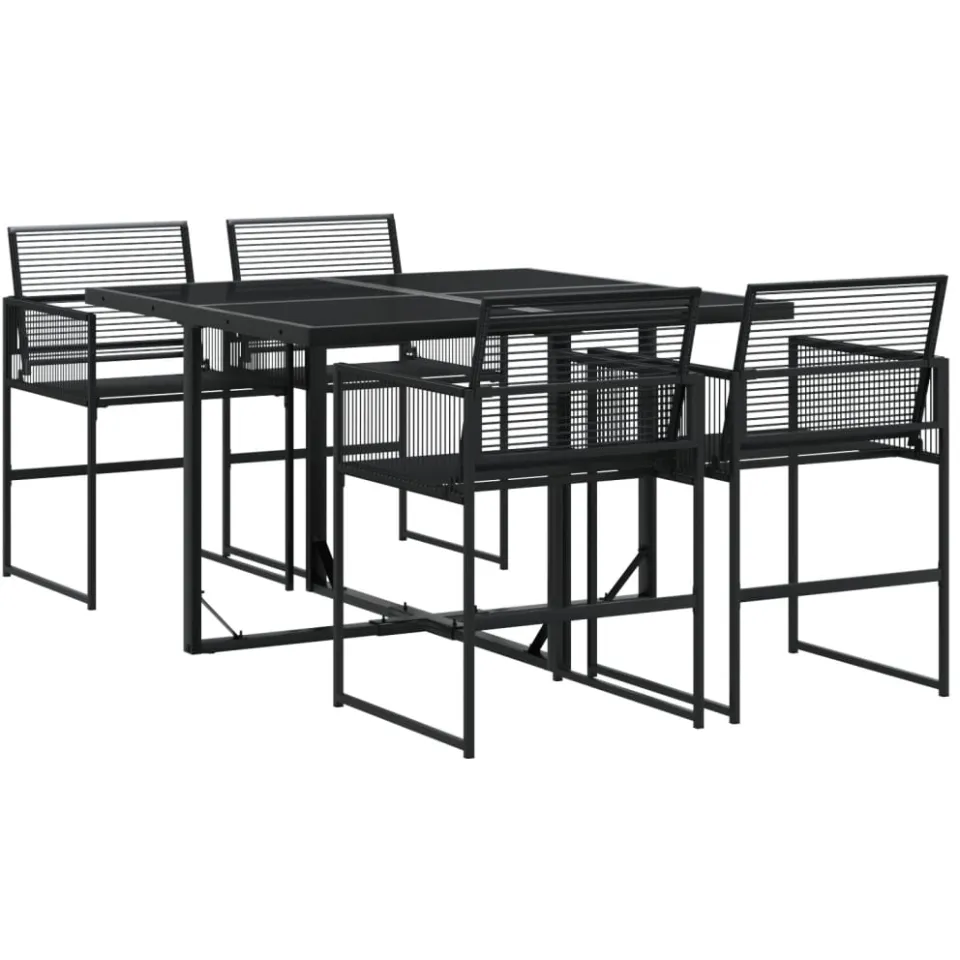 vidaXL 5-delige Tuinset poly rattan zwart
