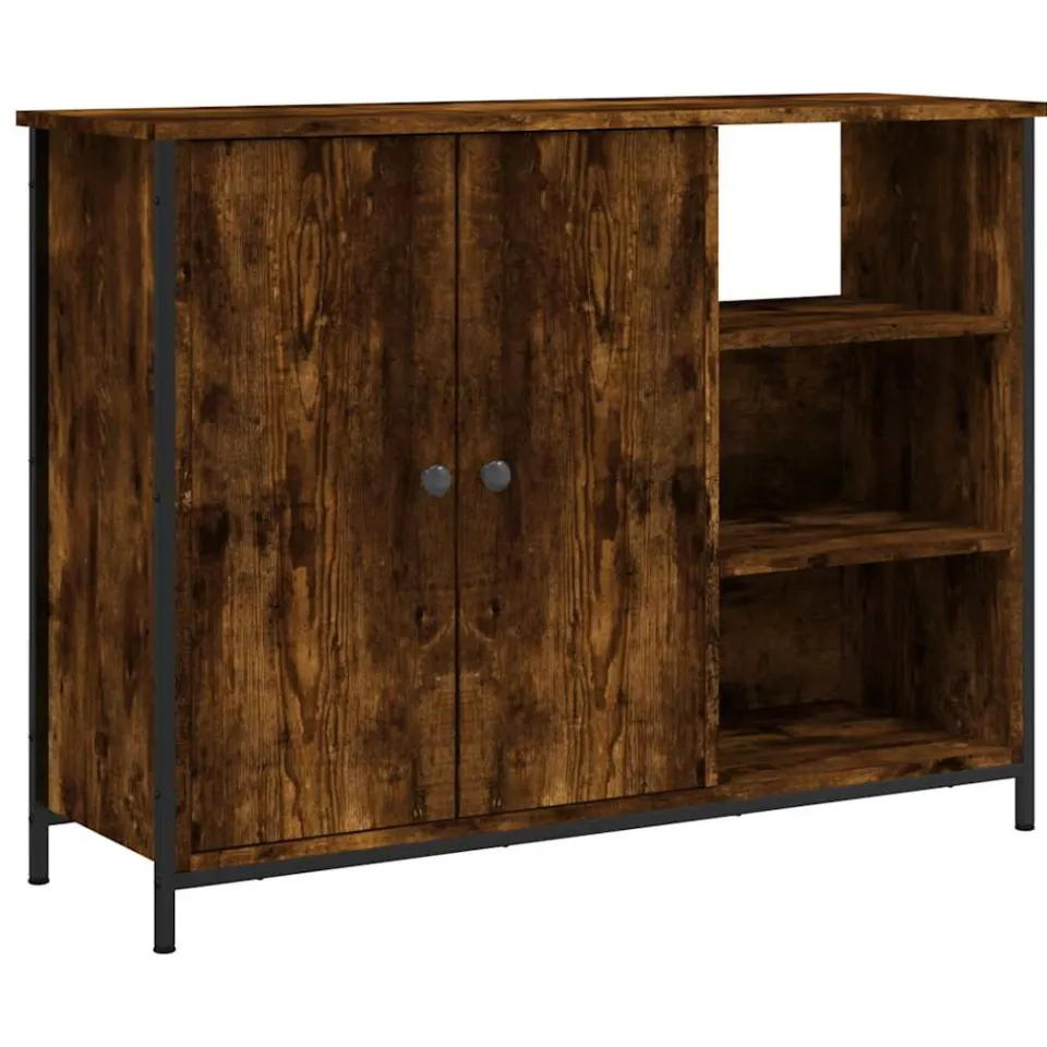 vidaXL Dressoir 100x33x75 cm bewerkt hout gerookt eikenkleurig, foto 3