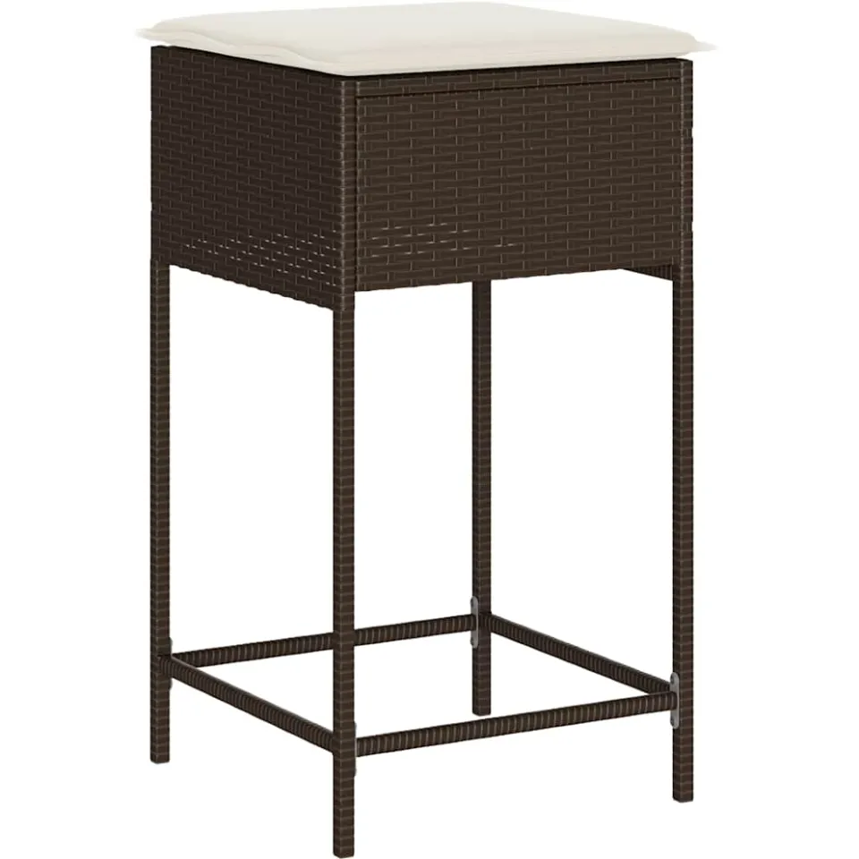 vidaXL 5-delige Tuinbarset met kussens poly rattan bruin, foto 4