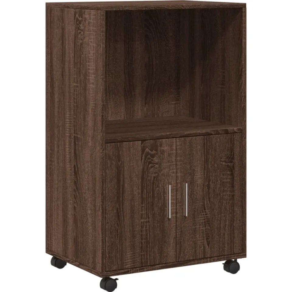 vidaXL Rolkast 55x40x91 cm bewerkt hout bruin eikenkleurig, foto 3