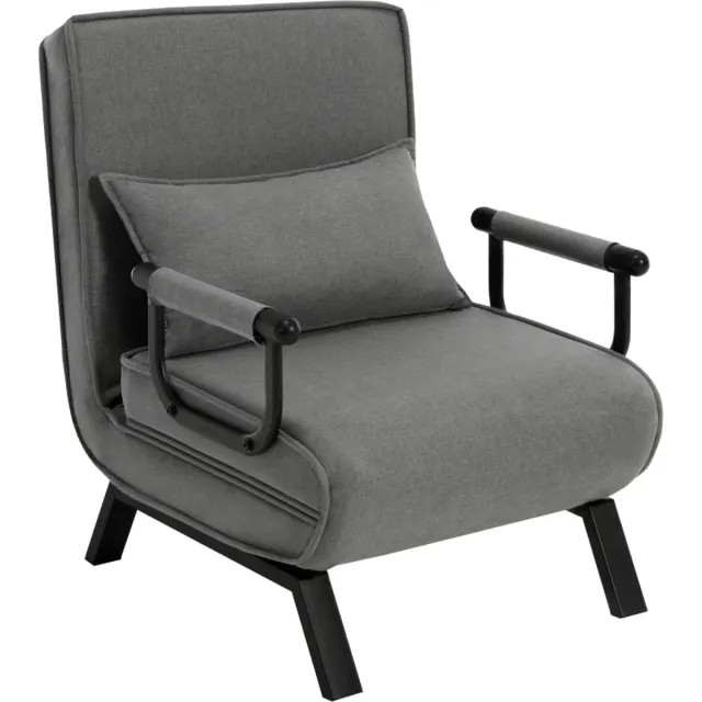 RosaBloom slaapstoel - Slaapbank - Slaapfauteuil - Stoel - Bed - 65x78x75cm (stoel) & 184x26x65cm (bed) - Linnen - Grijs