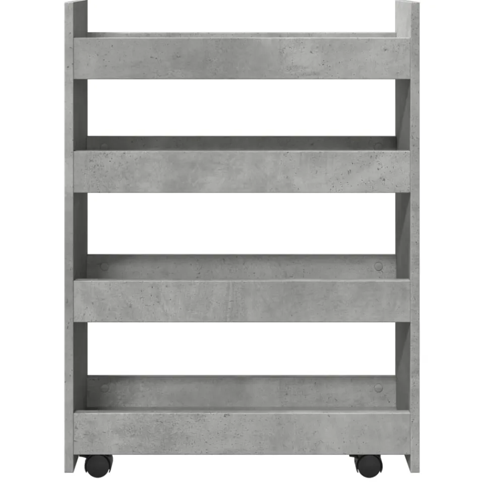 vidaXL Opbergtrolley smal 4-laags bewerkt hout betongrijs grijs, foto 4