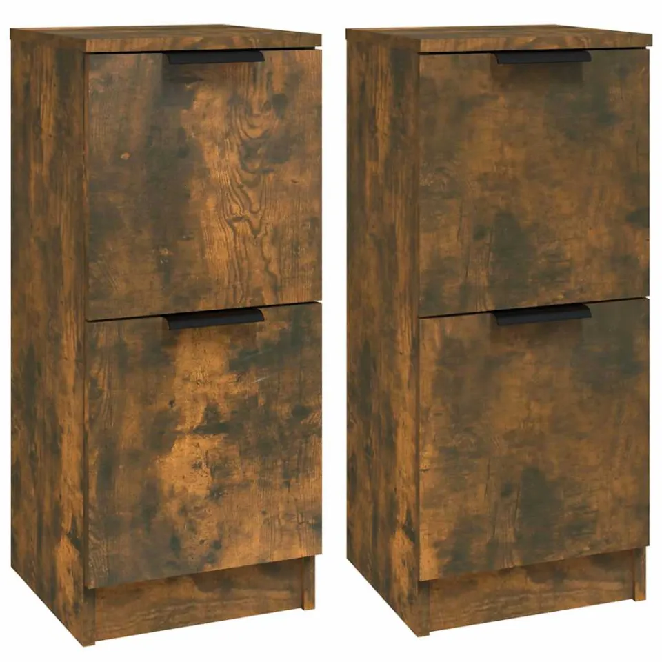 vidaXL Dressoirs 2 st 30x30x70 cm bewerkt hout gerookt eikenkleurig, foto 3