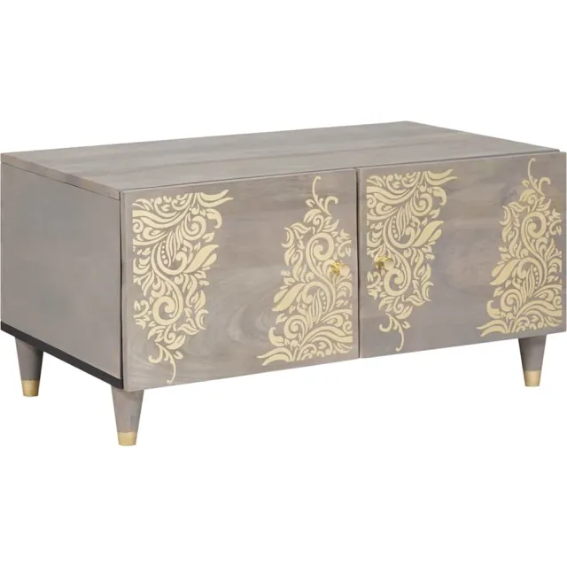 vidaXL Salontafel Grijs 80 x 50 x 40 cm Massief Mango Hout Bruin