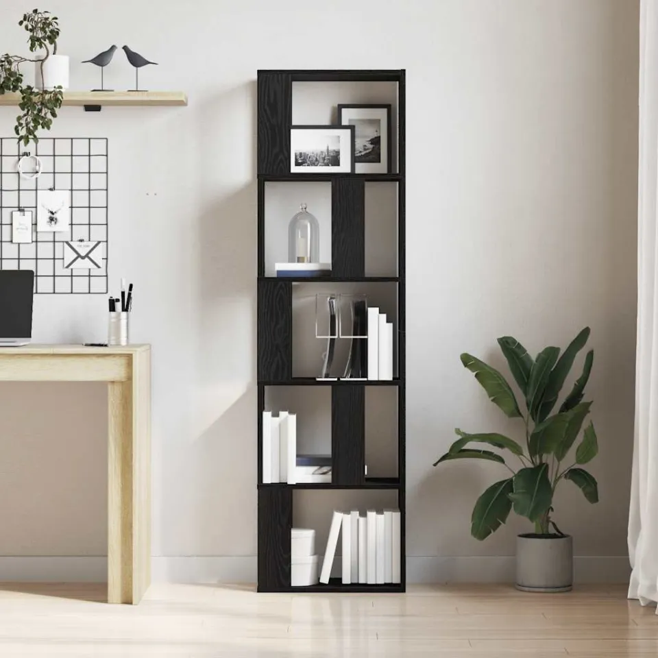 vidaXL Boekenkast/scheidingsscherm spaanplaat zwart eikenkleurig, foto 3