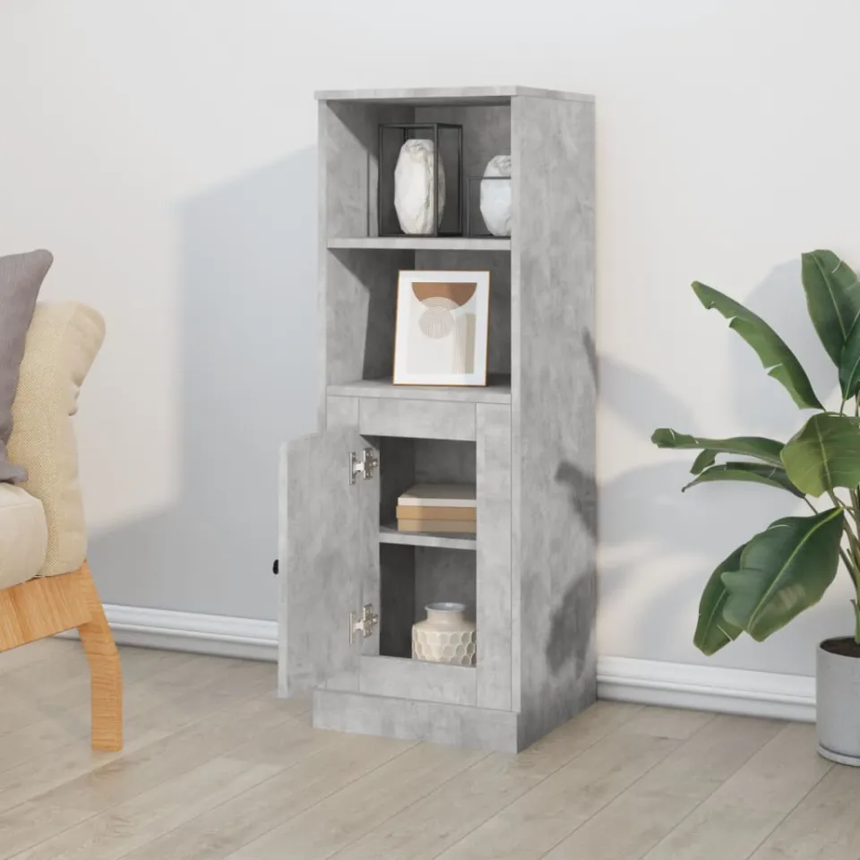 vidaXL Hoge kast 36x35,5x103,5 cm bewerkt hout betongrijs grijs, foto 3