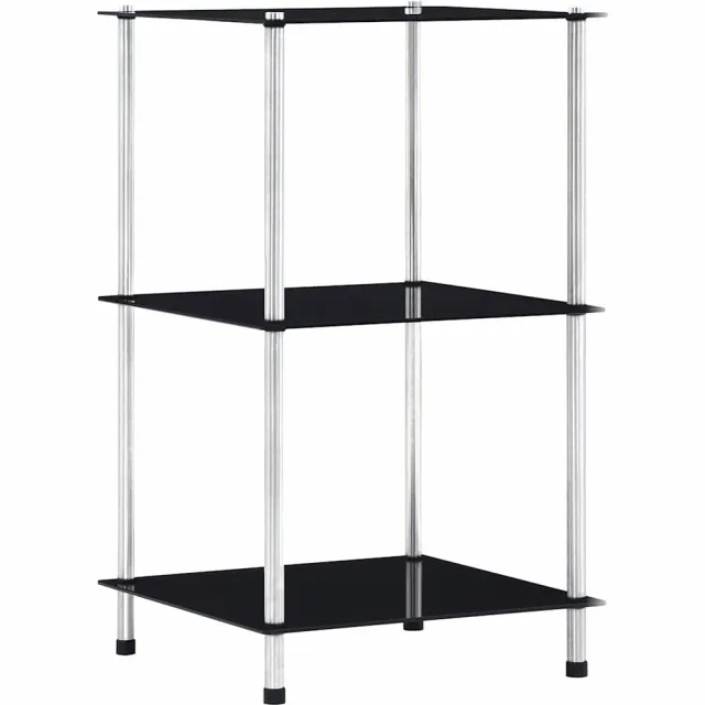 vidaXL Kastje 3-laags 40x40x67 cm gehard glas zwart