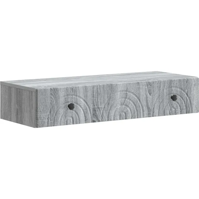 vidaXL Wandgemonteerde - Zijtafel - 87,5 - x - 34,5 - x - 17 - cm - Bewerkt - hout Grijs sonoma