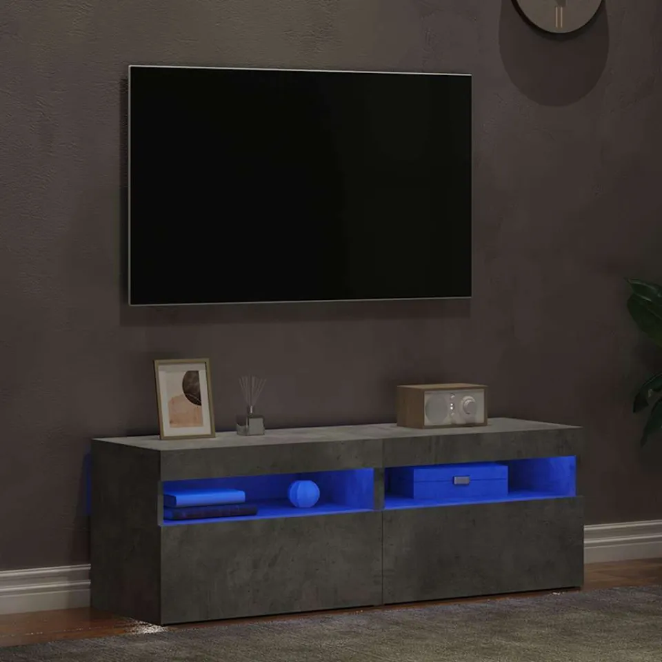 vidaXL Tv-meubelen 2 st met LED-verlichting 60x35x40 cm betongrijs grijs, foto 2