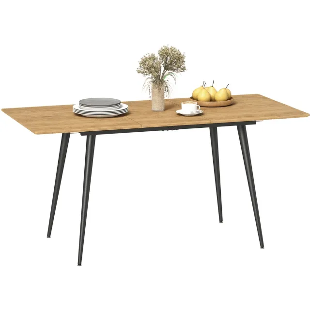 Homcom Uitschuifbare Eettafel - Voor 6 tot 8 Personen - Krasbestendig - Naturel natuurlijke