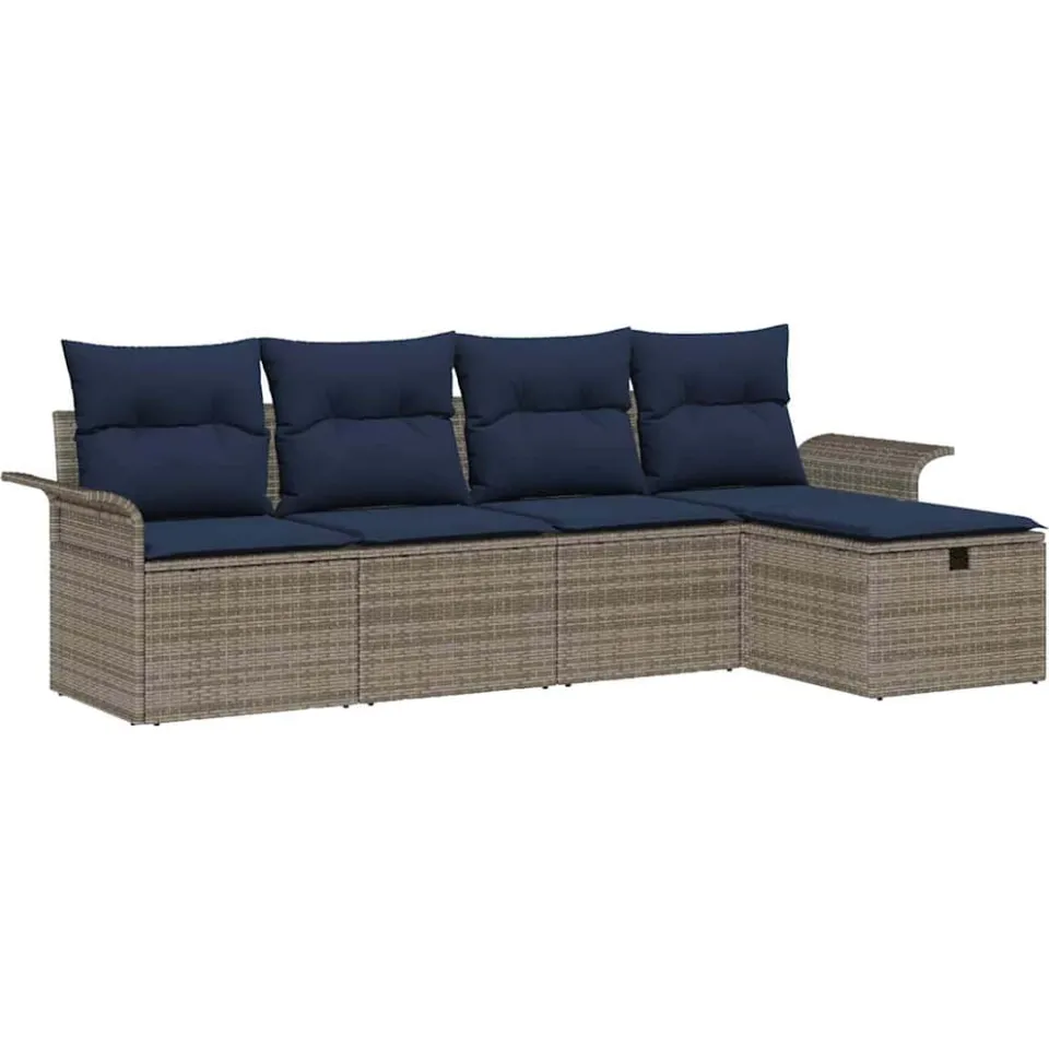 vidaXL Tuin Sofa Set 5 st Poly riet Zwart