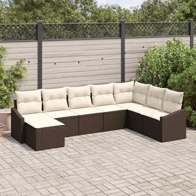 vidaXL Bankstel 8 st Bruin poly rattan, foto 2