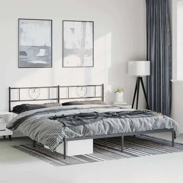 vidaXL Bedframe met hoofdbord metaal zwart 193x203 cm