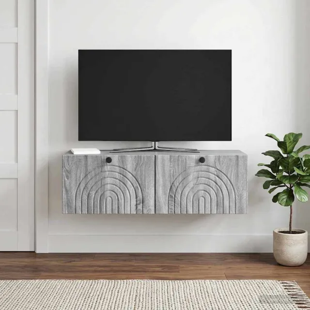 vidaXL Wandbeugel TV-kast Grijs sonoma 98 x 31 x 30 cm Bewerkt hout