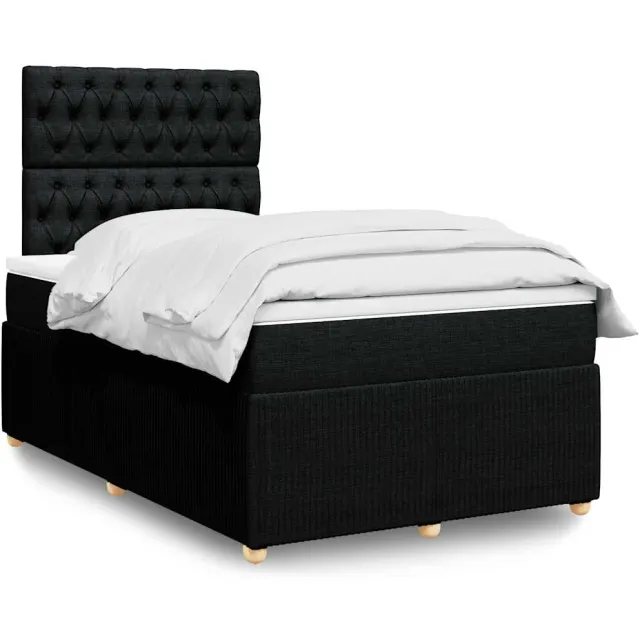 vidaXL Boxspring met matras stof zwart 120x200 cm