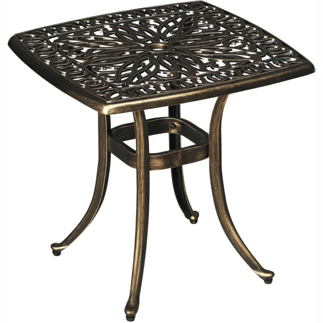 Outsunny Tuin Bijzettafel - Aluminium Bistrotafel - Balkontafel - Brons