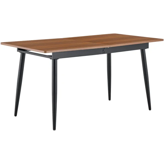 SONNENH Uitschuifbare eettafel - Walnootlook en zwart metaal - 150–190,5 x 80 cm