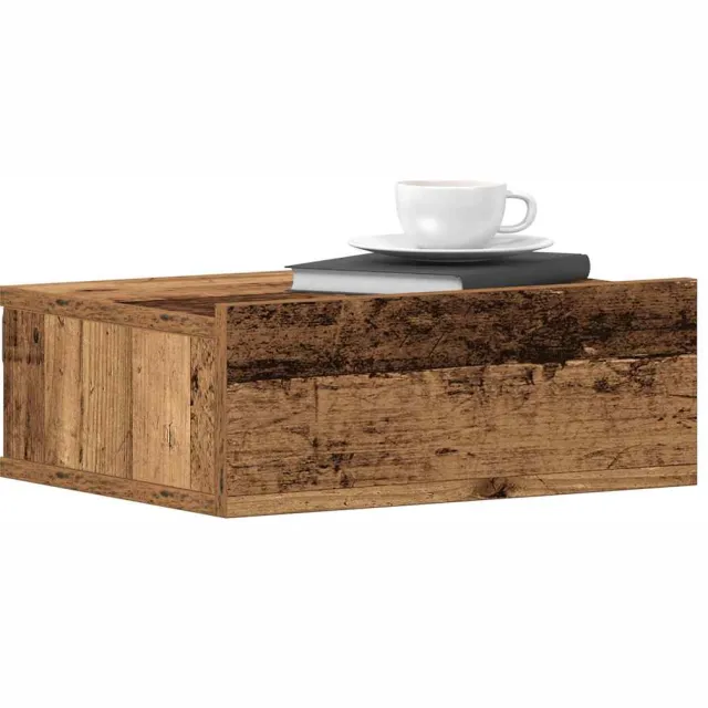 vidaXL Nachtkastjes 2 st zwevend 40x32x15 cm bewerkt hout oud hout bruin, foto 2