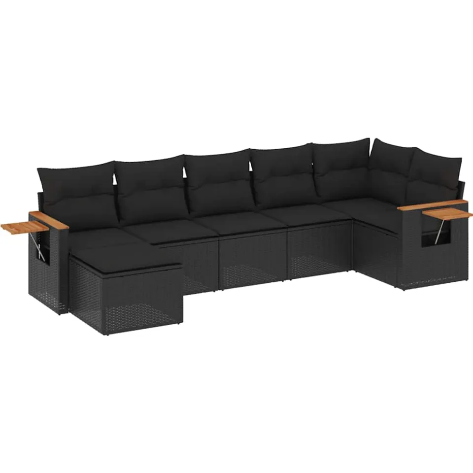 vidaXL Patio Sofa Set 7-zits Black, foto 3