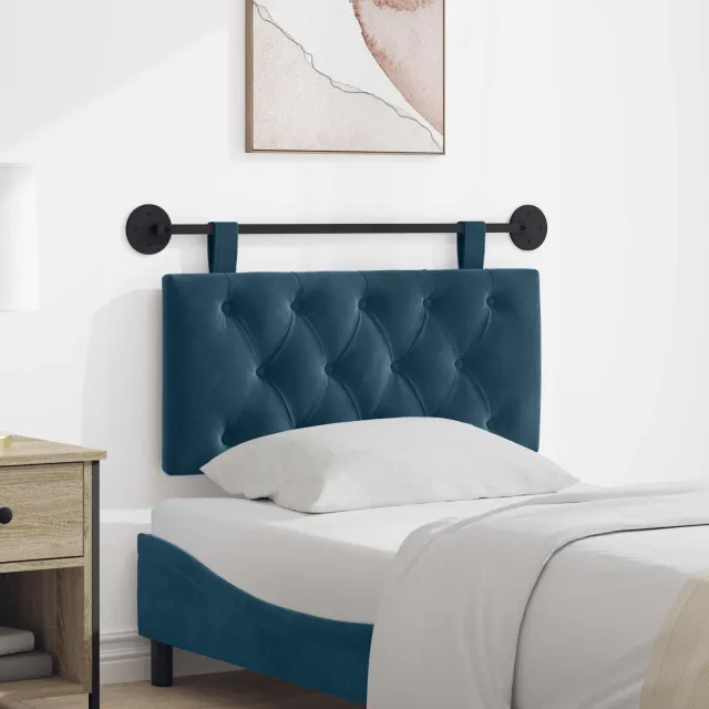 vidaXL Hangend hoofdbord Blauw Fluweel