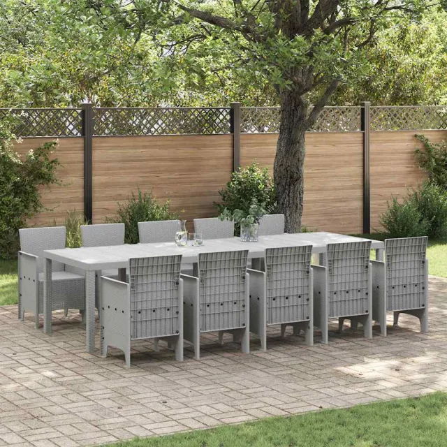 vidaXL Tuin Eetset 11 st Lichtgrijs Polypropyleen