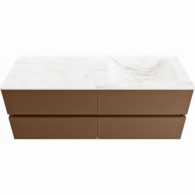 Mondiaz VICA-DLUX 130cm badmeubel onderkast Rust 4 lades. Inbouw wastafel CLOUD rechts 1 kraangat, kleur Ostra.