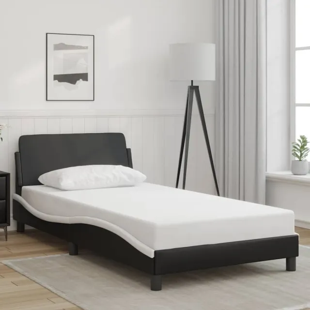 vidaXL Bedframe "Dover" kunstleer zwart en wit 100x190 cm