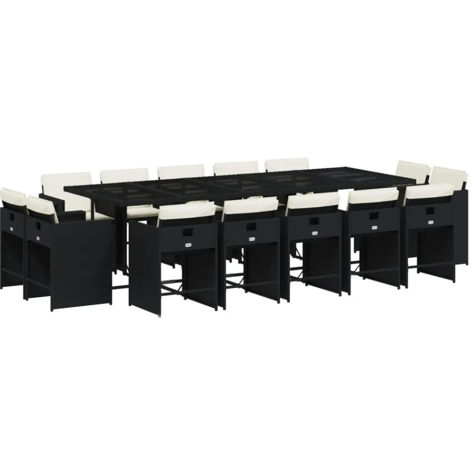 vidaXL 15-delige Tuinset met kussens poly rattan zwart, foto 3