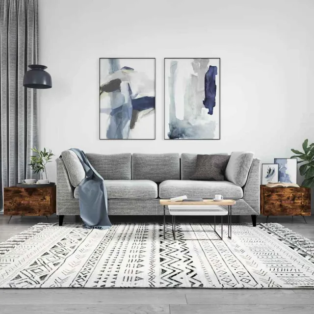 vidaXL Salontafels 2 st 50x50x40 cm bewerkt hout gerookt eikenkleurig, foto 2
