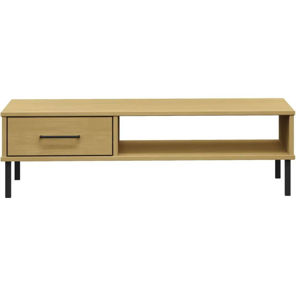 vidaXL Salontafel met metalen poten OSLO massief grenenhout bruin