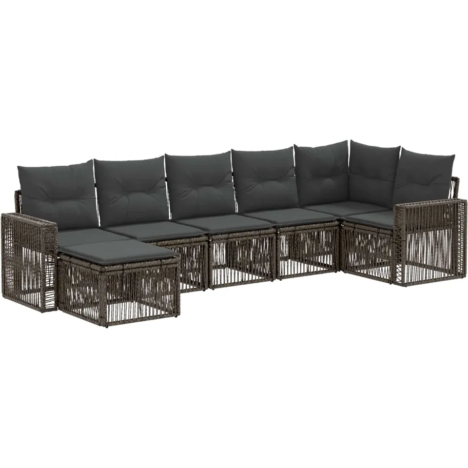 vidaXL Tuinbankenset 7 st 7-zits Grijs en Donkergrijs poly rattan, foto 3
