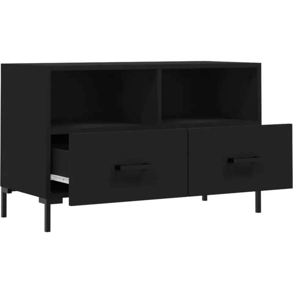 vidaXL Tv-meubel 80x36x50 cm bewerkt hout zwart, foto 4