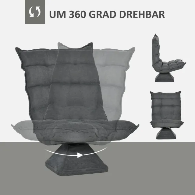 HAUSS SPOLE Fauteuil Draaibaar Met Verstelbare Rugleuning Comfortabele Relaxstoel Voor Woonkamer En Kantoor Metaal Grijs Grey