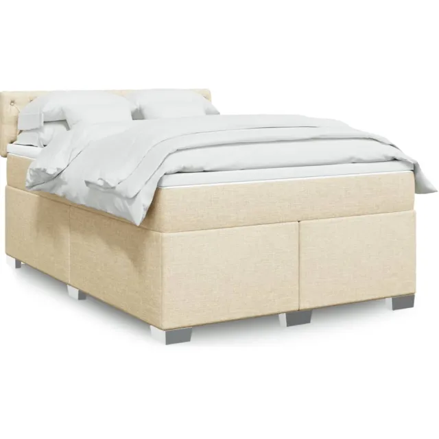 vidaXL Boxspring met matras stof crèmekleurig 160x200 cm