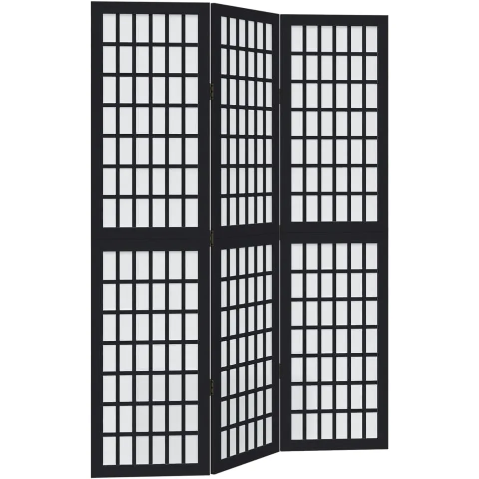 vidaXL Kamerscherm met 3 panelen massief paulowniahout zwart