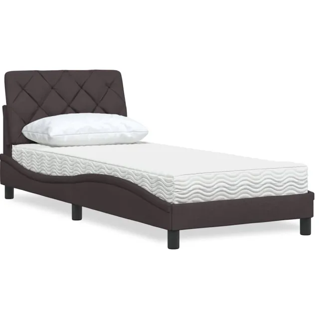vidaXL Bed met matras stof donkerbruin 90x190 cm