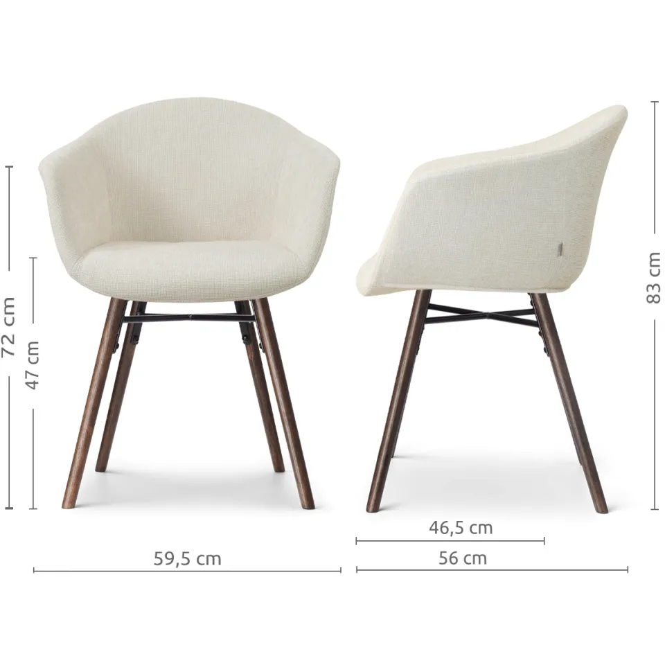 Nolon Nena-Otis eetkamerstoel cottonbeige - walnoot houten onderstel, foto 3