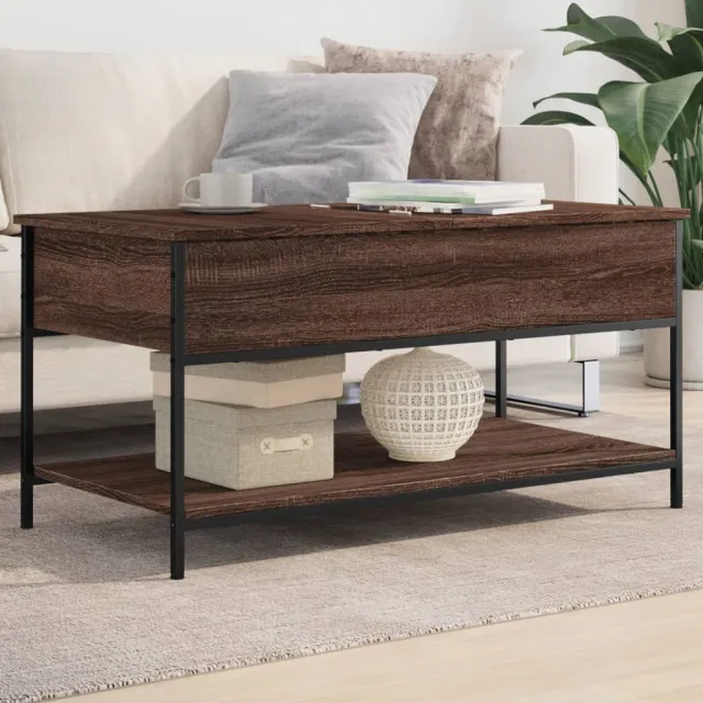 vidaXL Salontafel 100x50x50 cm bewerkt hout en metaal bruineikenkleur, foto 2