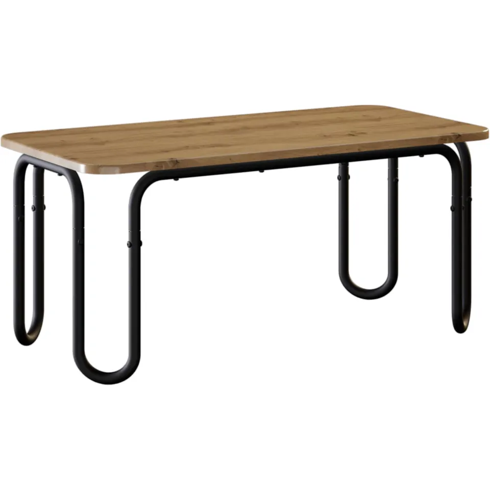 vidaXL Salontafel Artisanaal eiken 100 x 50 x 45 cm Bewerkt hout, foto 3