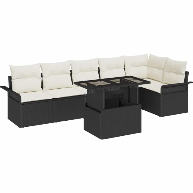 vidaXL Tuin Sofa Set 7 st Zwart poly rattan