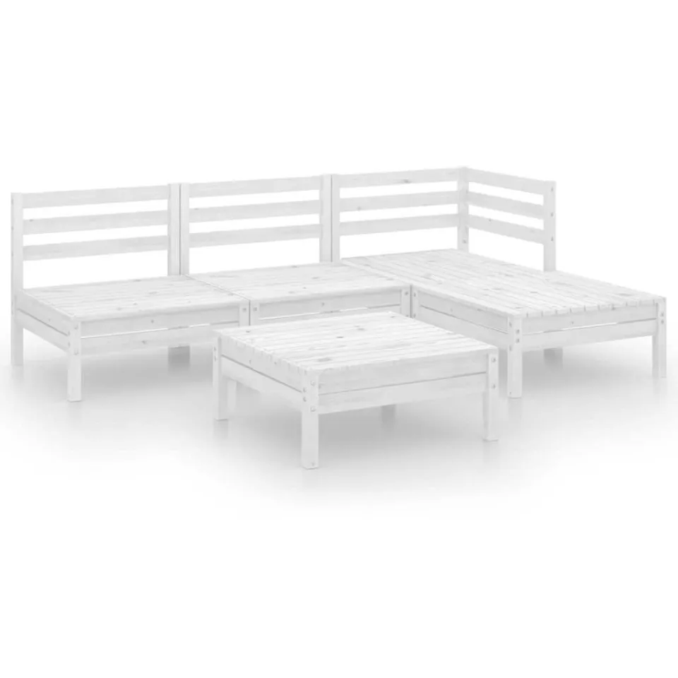 vidaXL 5-delige Loungeset massief grenenhout wit, foto 3