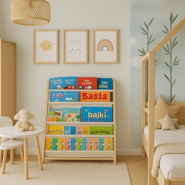 More&Deco Kinderboekenplank - 6 Materiaal Planken - Houten Constructie - 77cm Bruin;Wit
