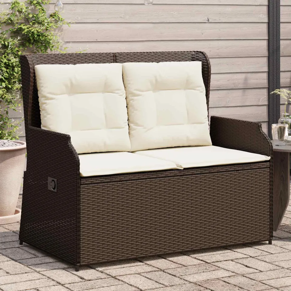 vidaXL Tuinbank Bruin poly rattan, foto 3