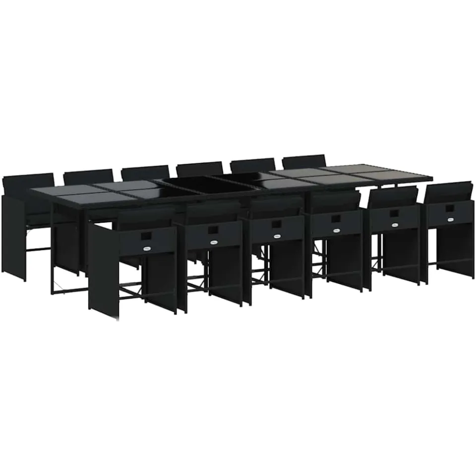 vidaXL 13-delige Tuinset met kussens poly rattan zwart