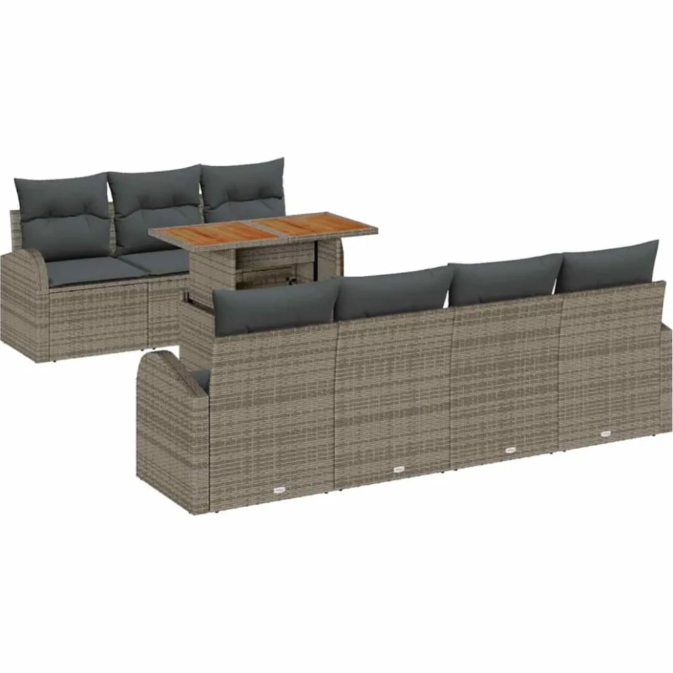 vidaXL Tuin Sofa Set 8 st Grijs Poly riet