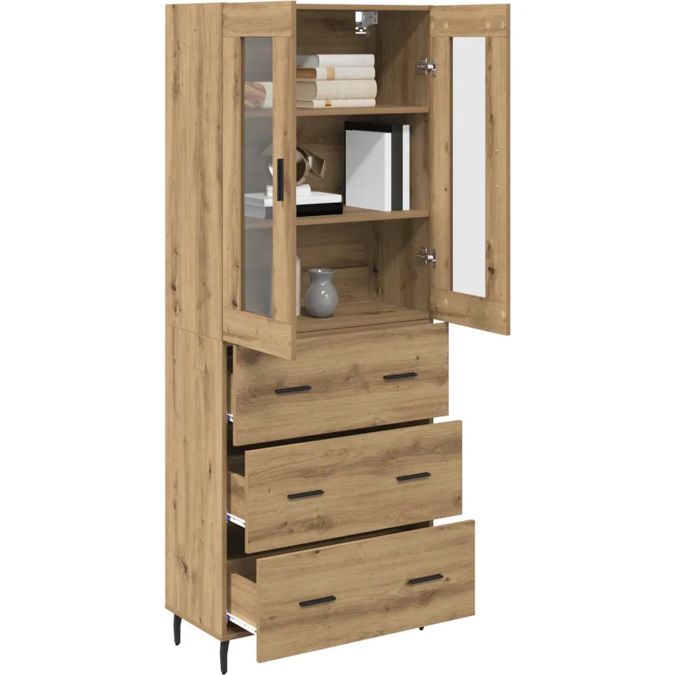 vidaXL Hoge kast 2 st Artisan Eiken 69,5 x 34 x 180 cm Bewerkt hout Bruin